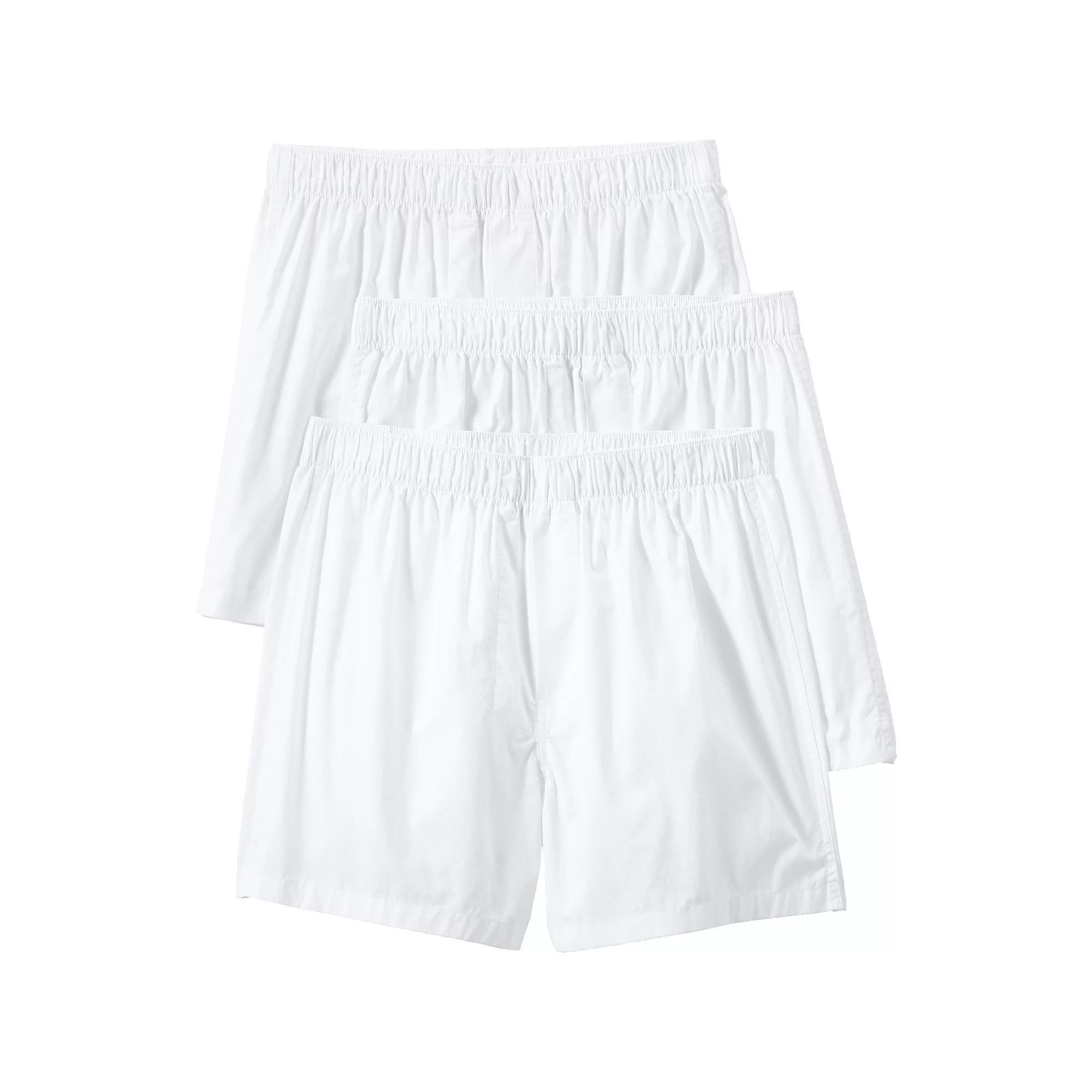 Men's Lands' End 3-Pack Essential Boxers, Size: Large, White Product Image
