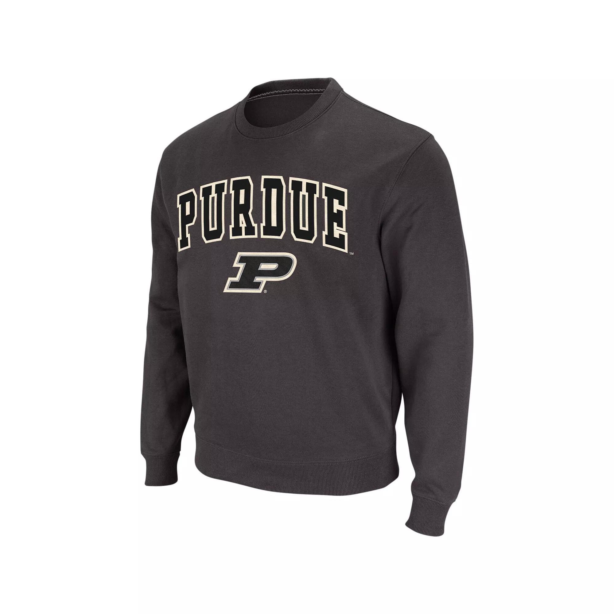 Men's Colosseum Charcoal Purdue Boilermakers Arch & Logo Crew Neck Sweatshirt, Size: Large Product Image