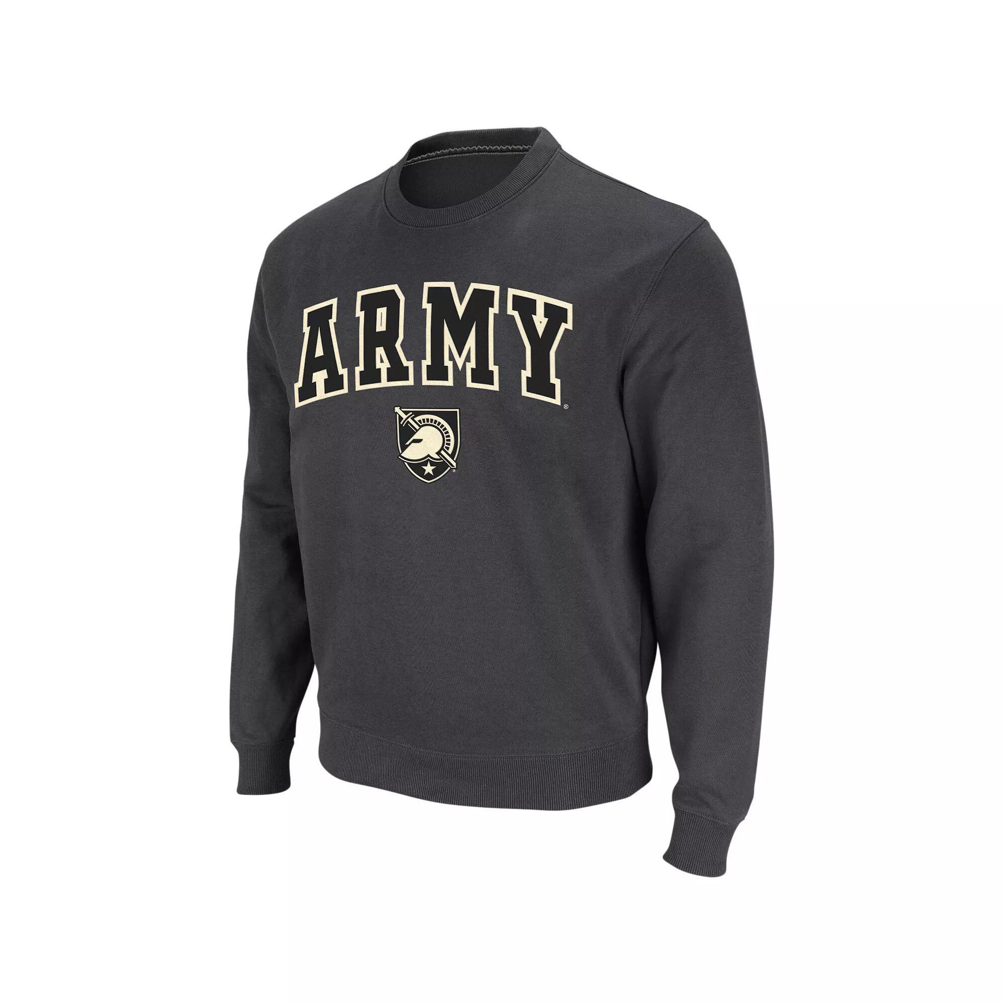 Men's Colosseum Charcoal Army Black Knights Arch & Logo Crew Neck Sweatshirt, Size: Small, Nc2 Charco Product Image
