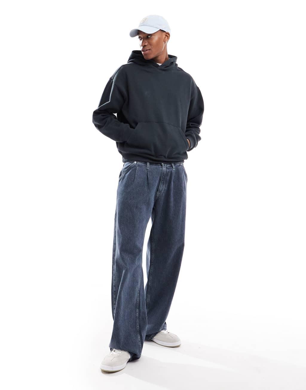 Cotton On box fit hoodie in washed black Product Image