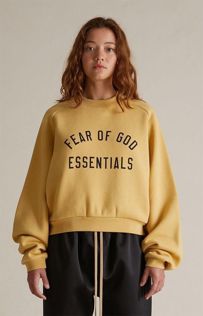 Fear of God Essentials Womens Fleece Cropped Crew Neck Sweatshirt - Product Image