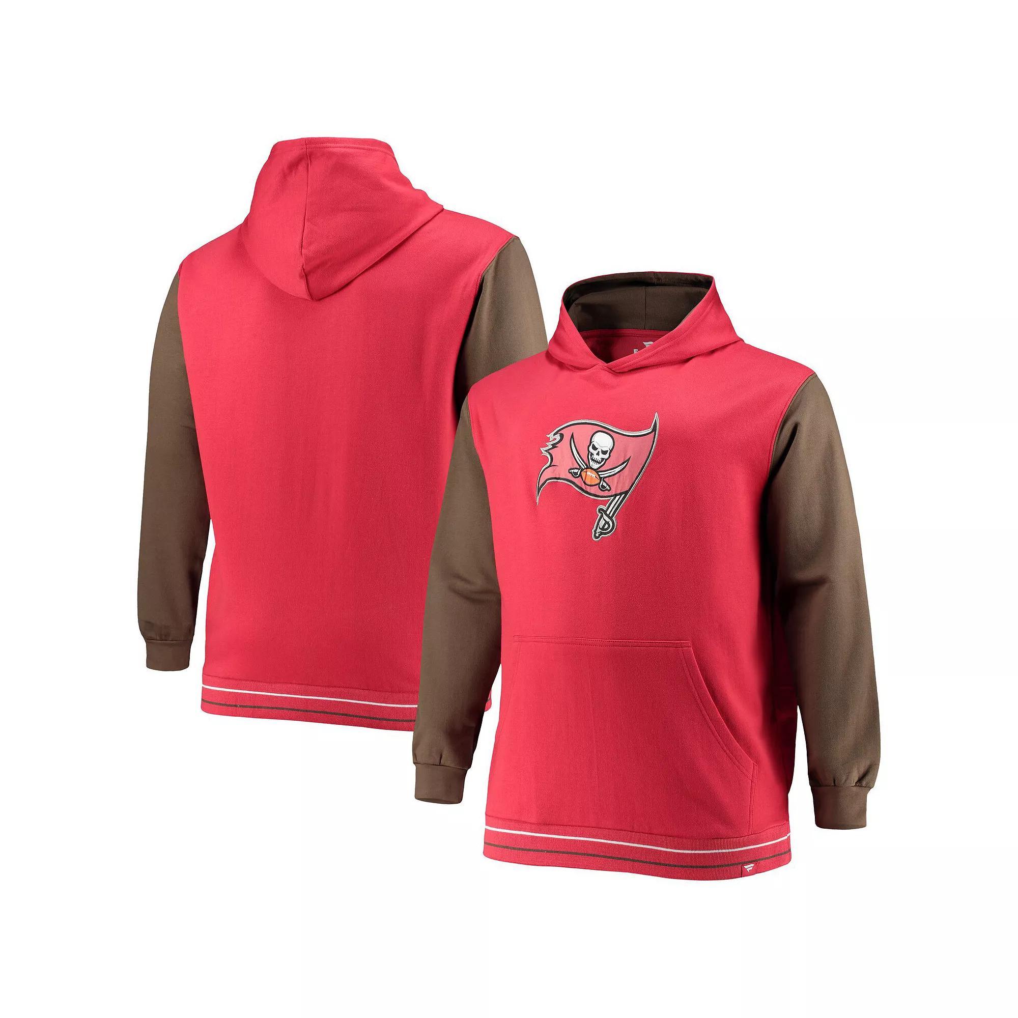 Men's Fanatics Branded Red/Pewter Tampa Bay Buccaneers Big & Tall Block Party Pullover Hoodie, Size: XLT Product Image