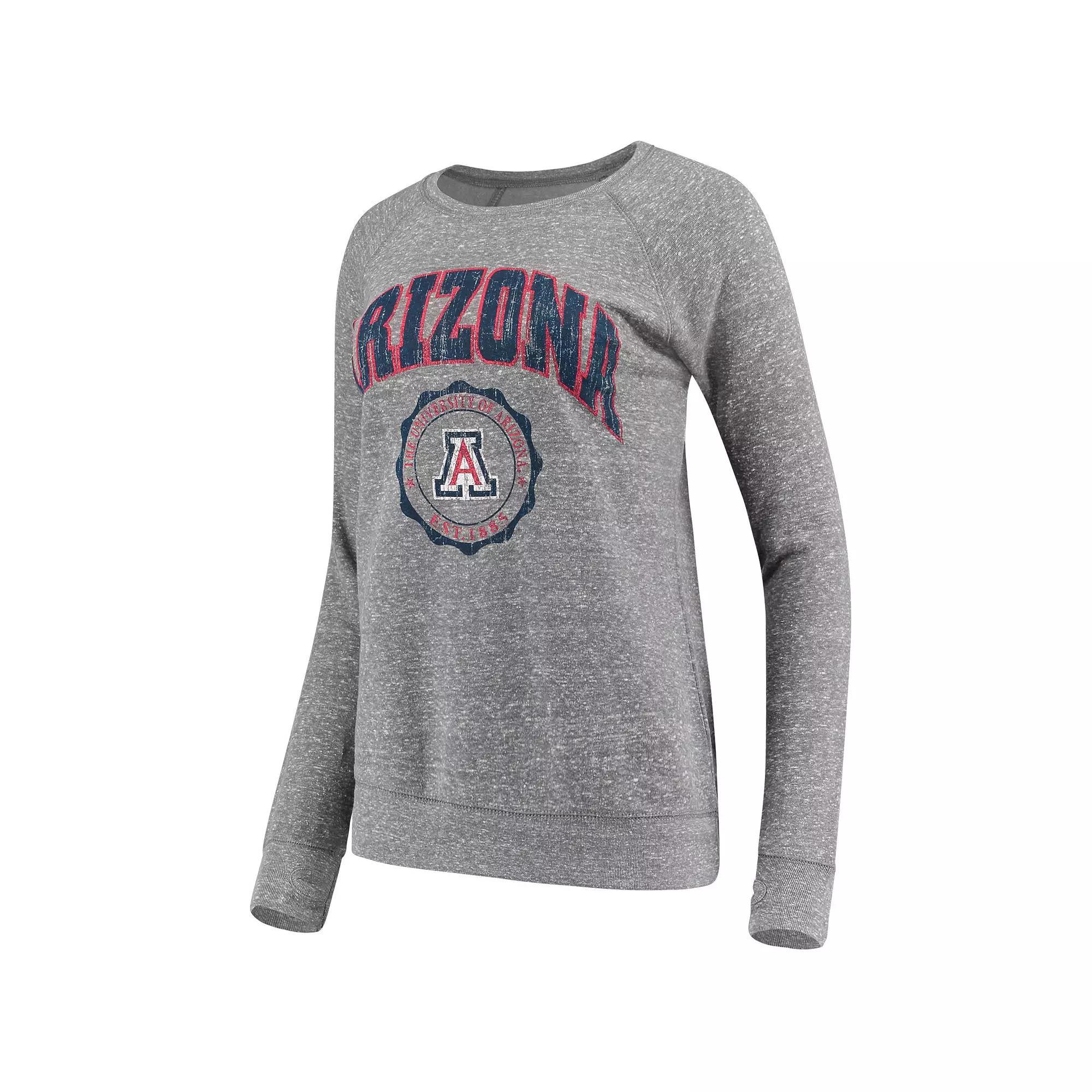 Women's Pressbox Heathered Gray Arizona Wildcats Edith Vintage Knobi Pullover Sweatshirt, Size: Medium, Grey Product Image
