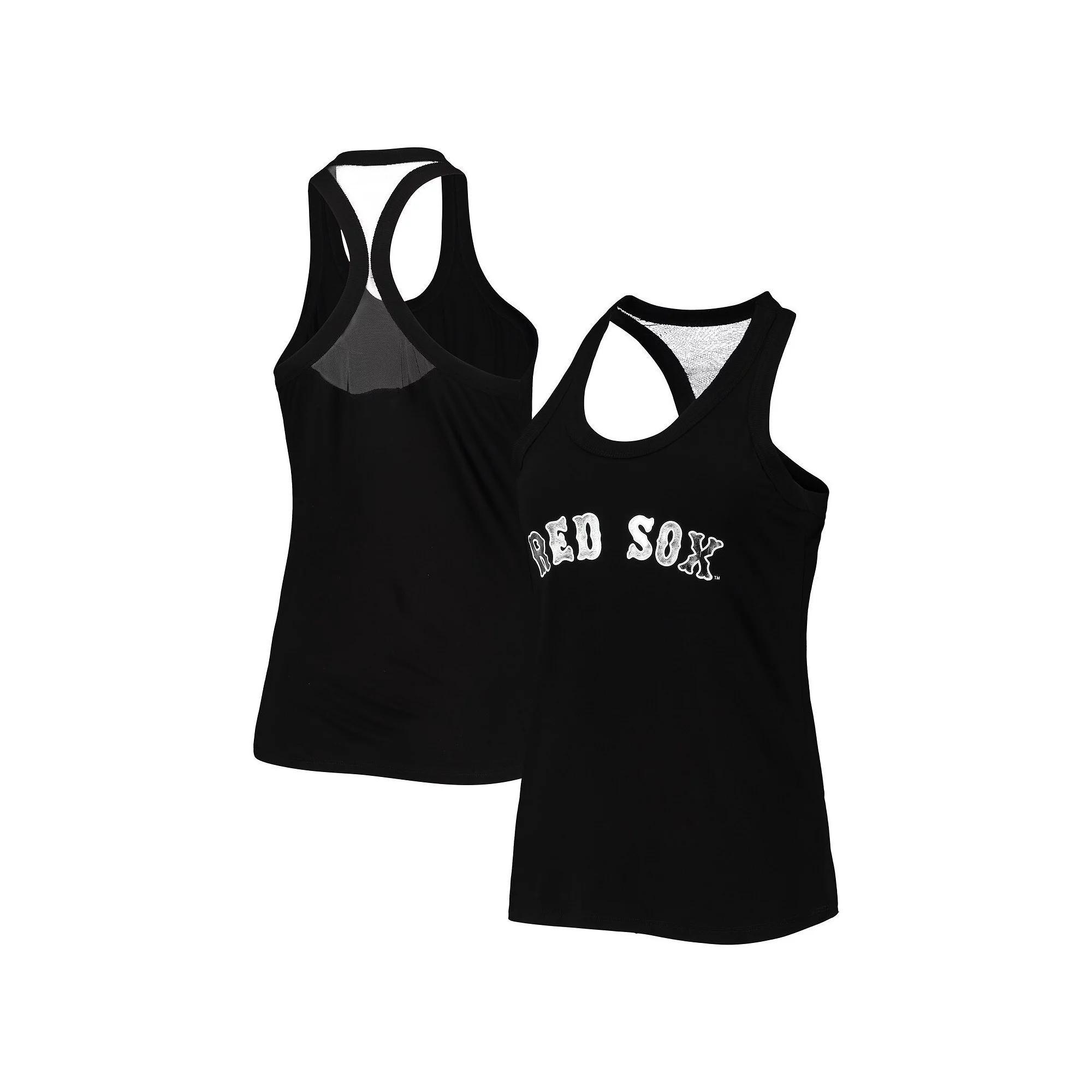 Women's The Wild Collective Black Boston Red Sox Tonal Athleisure Racerback Tank Top, Size: XS Product Image