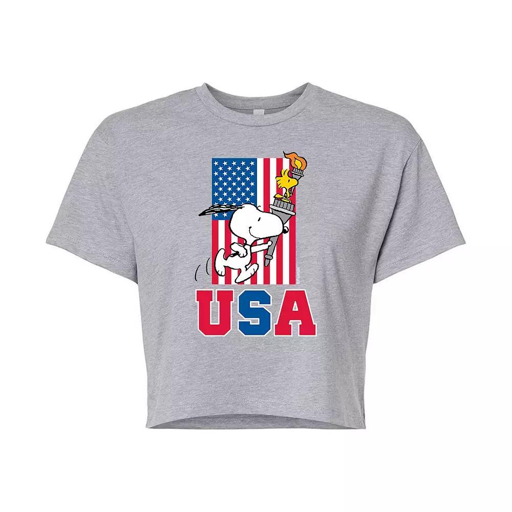 Juniors Peanuts USA Torch Cropped Tee, Girls Product Image