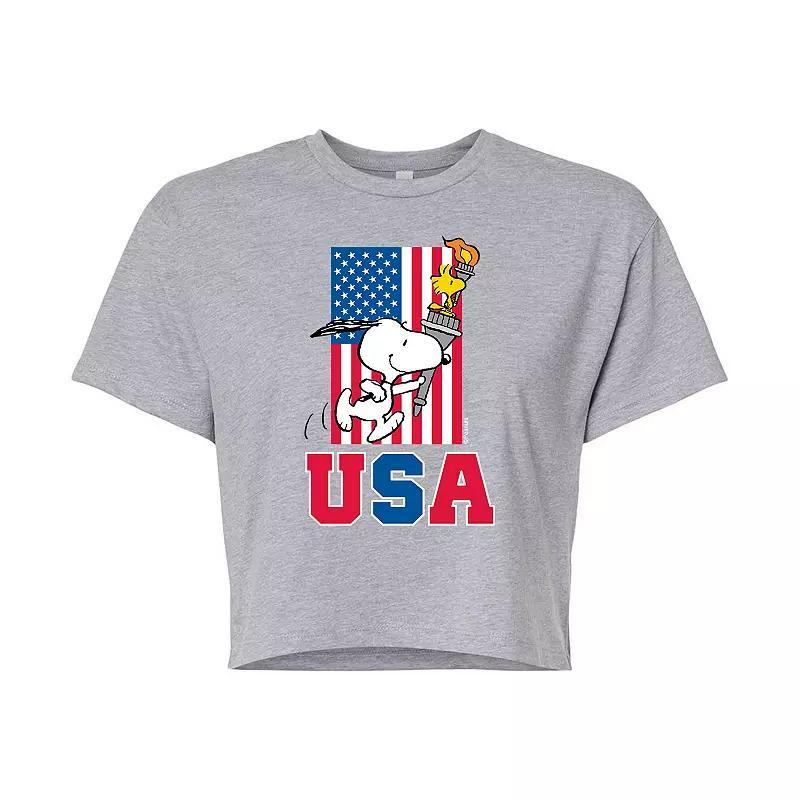 Juniors Peanuts USA Torch Cropped Tee, Girls Product Image