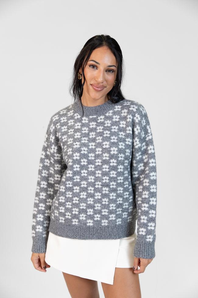 Gonna Go Far Grey Flower Print Sweater FINAL SALE Product Image