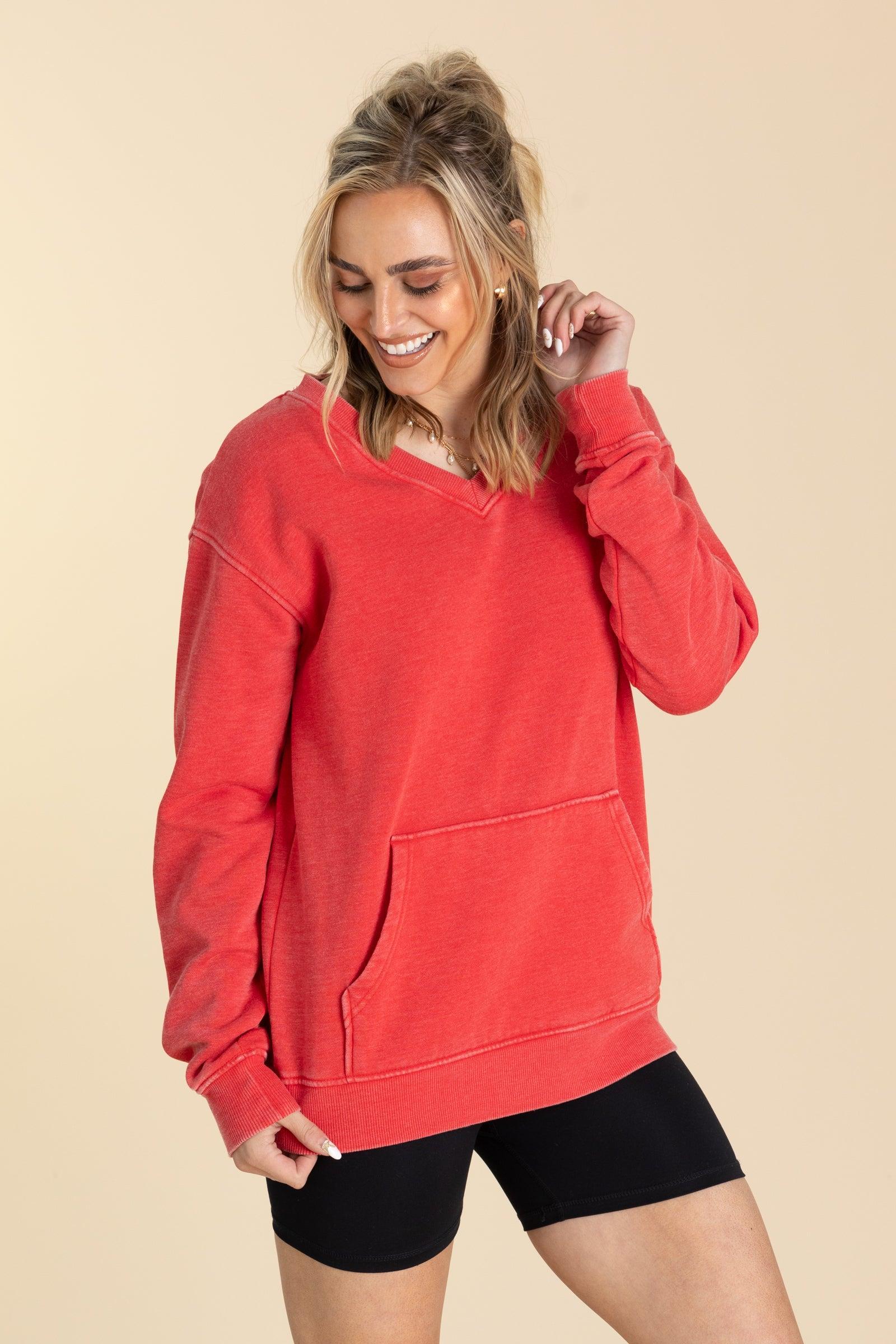 Pigment Dyed Cozy Campfire V-Neck Sweatshirt Product Image