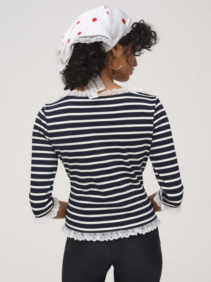 Suzette Stripe Cardigan — Black Product Image