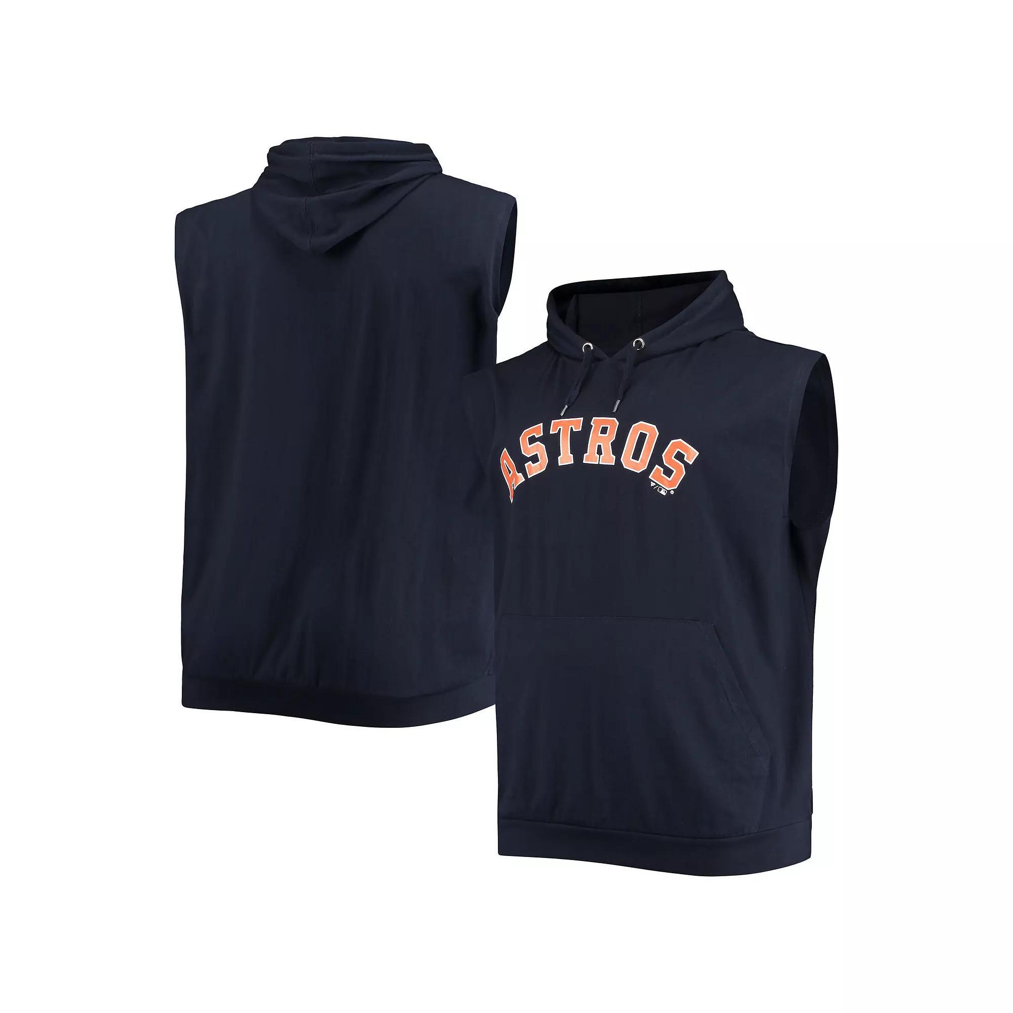 Men's Navy Houston Astros Jersey Muscle Sleeveless Pullover Hoodie, Size: 2XB, Blue Product Image