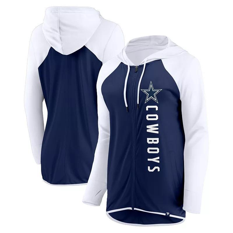 Womens Fanatics Branded /White Dallas Cowboys Forever Fan Full-Zip Hoodie Blue Product Image