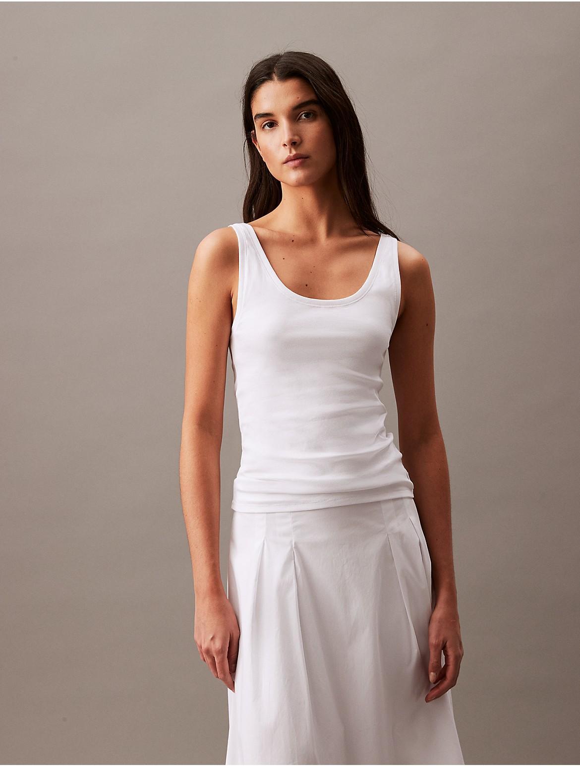 Calvin Klein Women's Soft Cotton Scoopneck Tank Top - White - S Product Image