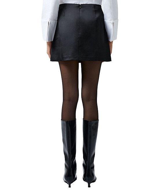French Connection Carey Satin Embellished Button Mini Skirt Product Image