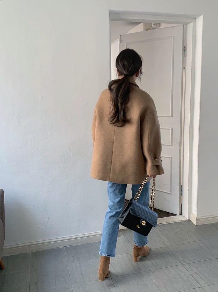 Faux Shearling Button-Up Jacket Product Image
