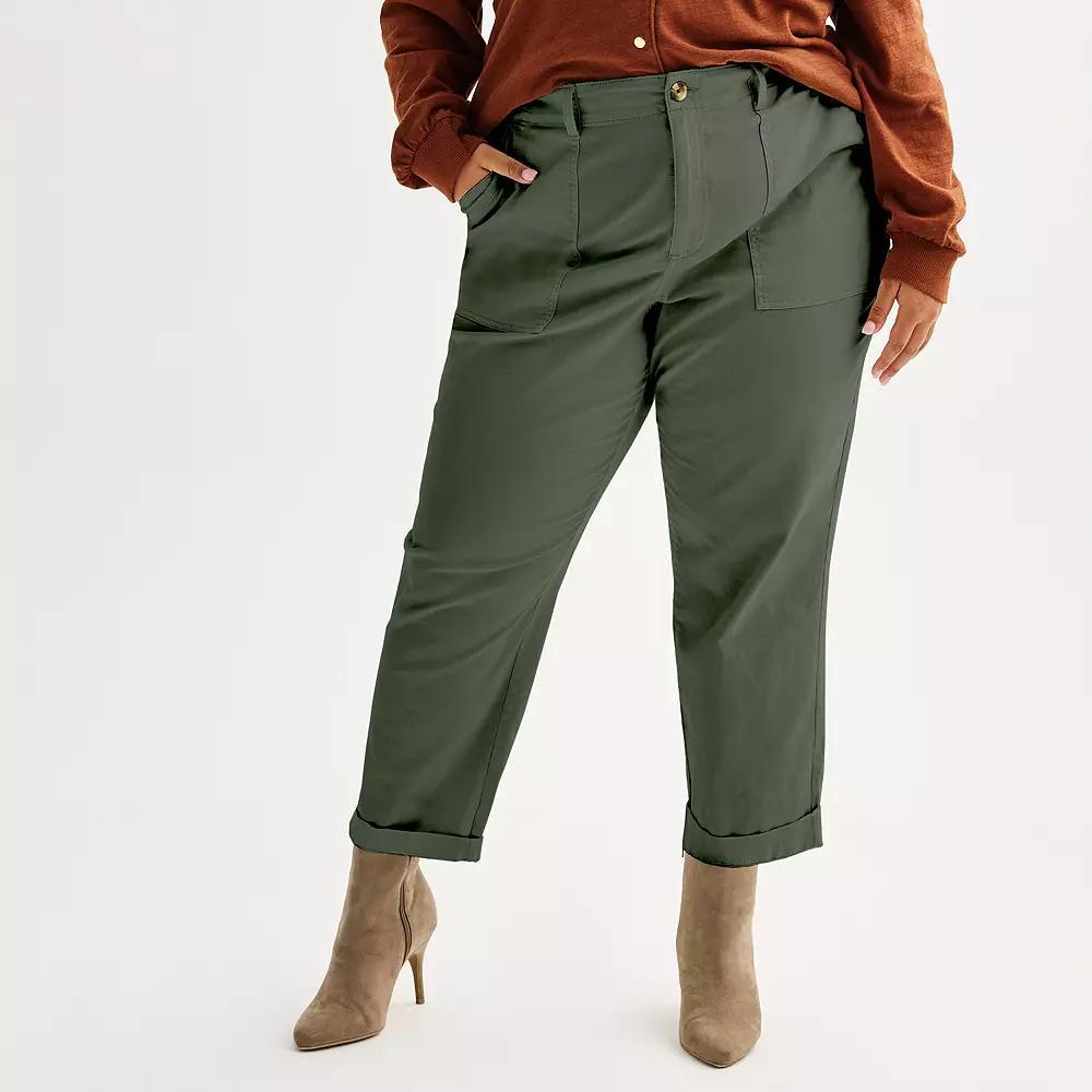 Plus Size Sonoma Goods For Life® Utility Straight Leg Pants, Women's, Size: 0X, Nightlife Gray Product Image