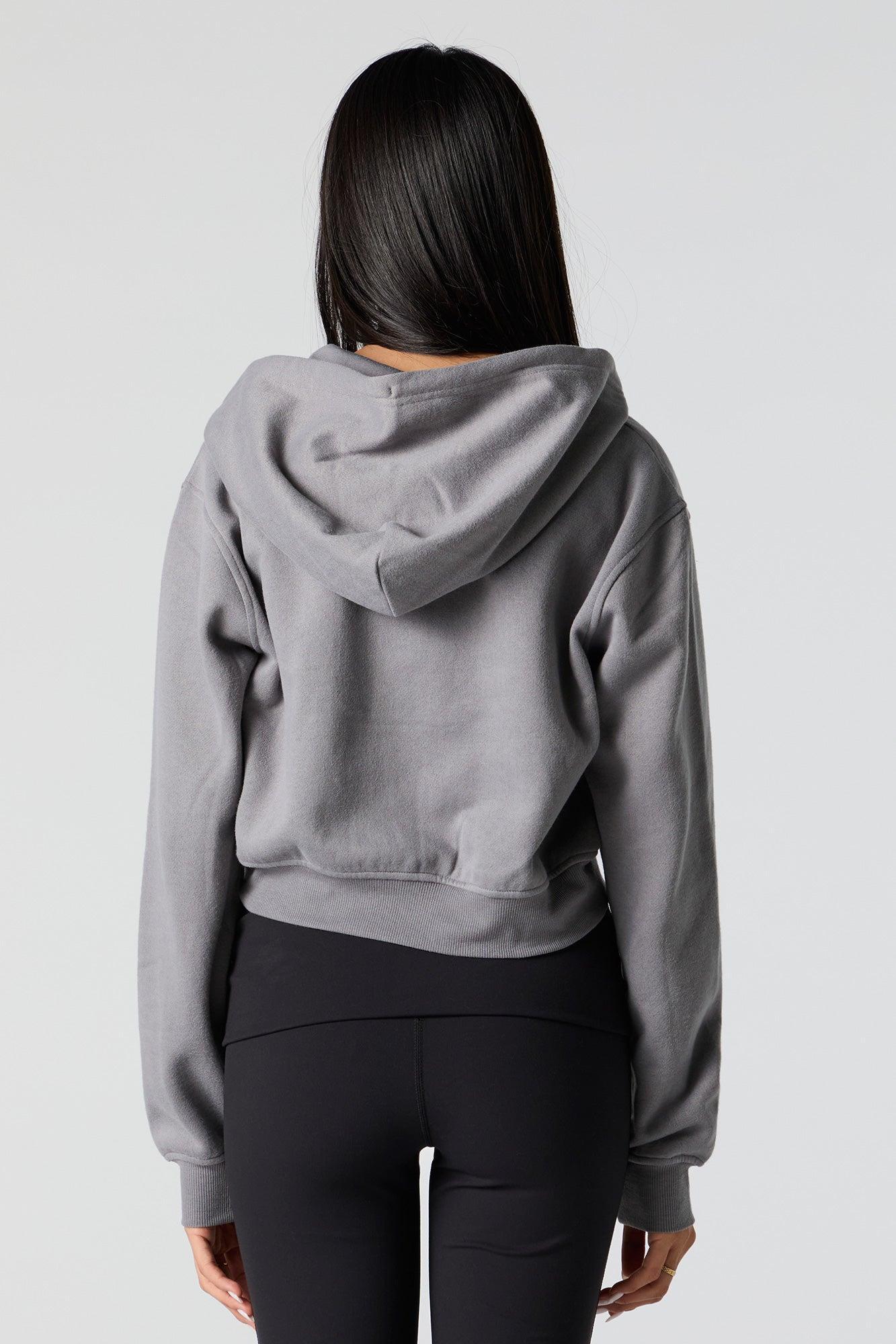 Fleece Cropped Zip-Up Hoodie Female Product Image