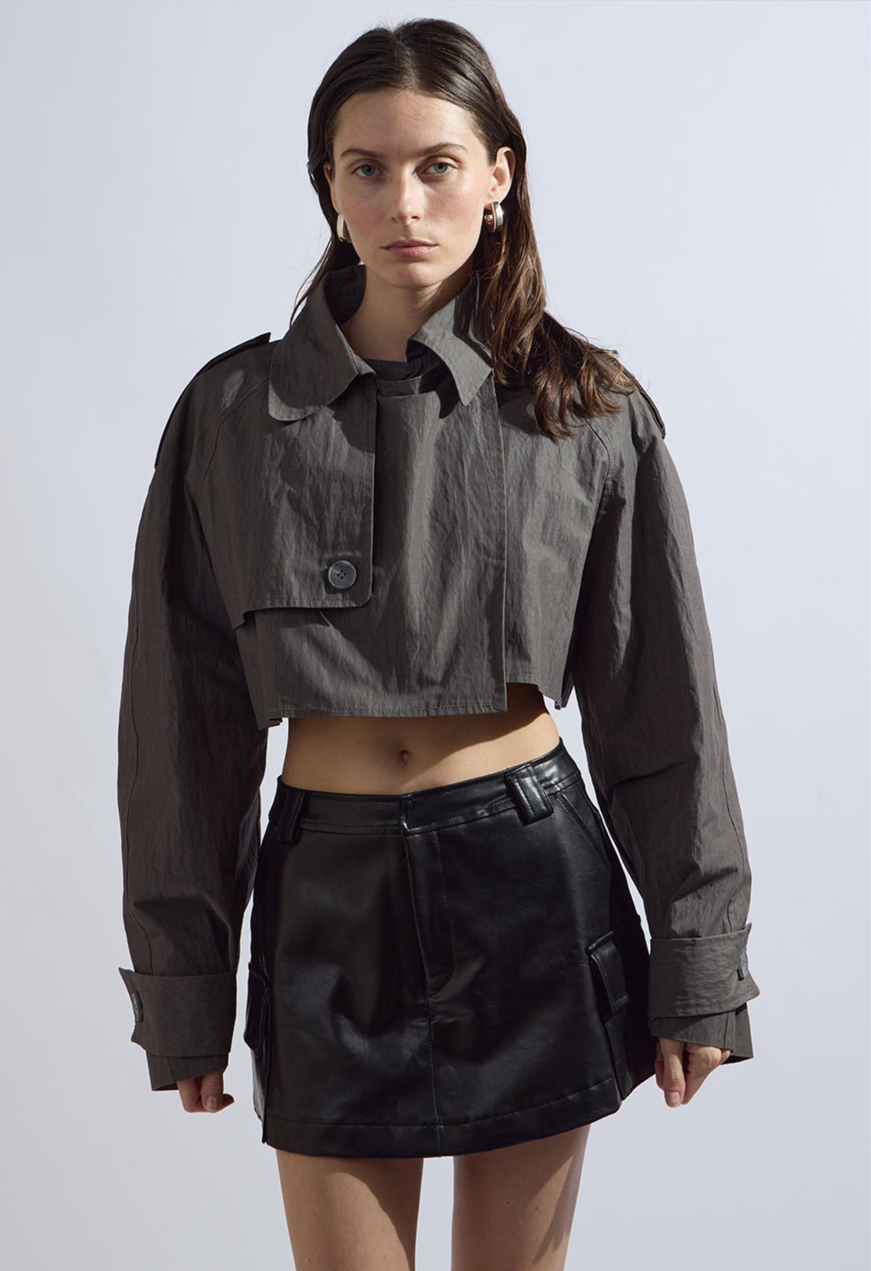 Cropped Trench Coat in Ash Product Image