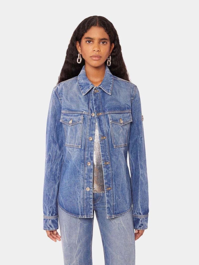 Denim shirt with 1969 metal discs details Product Image