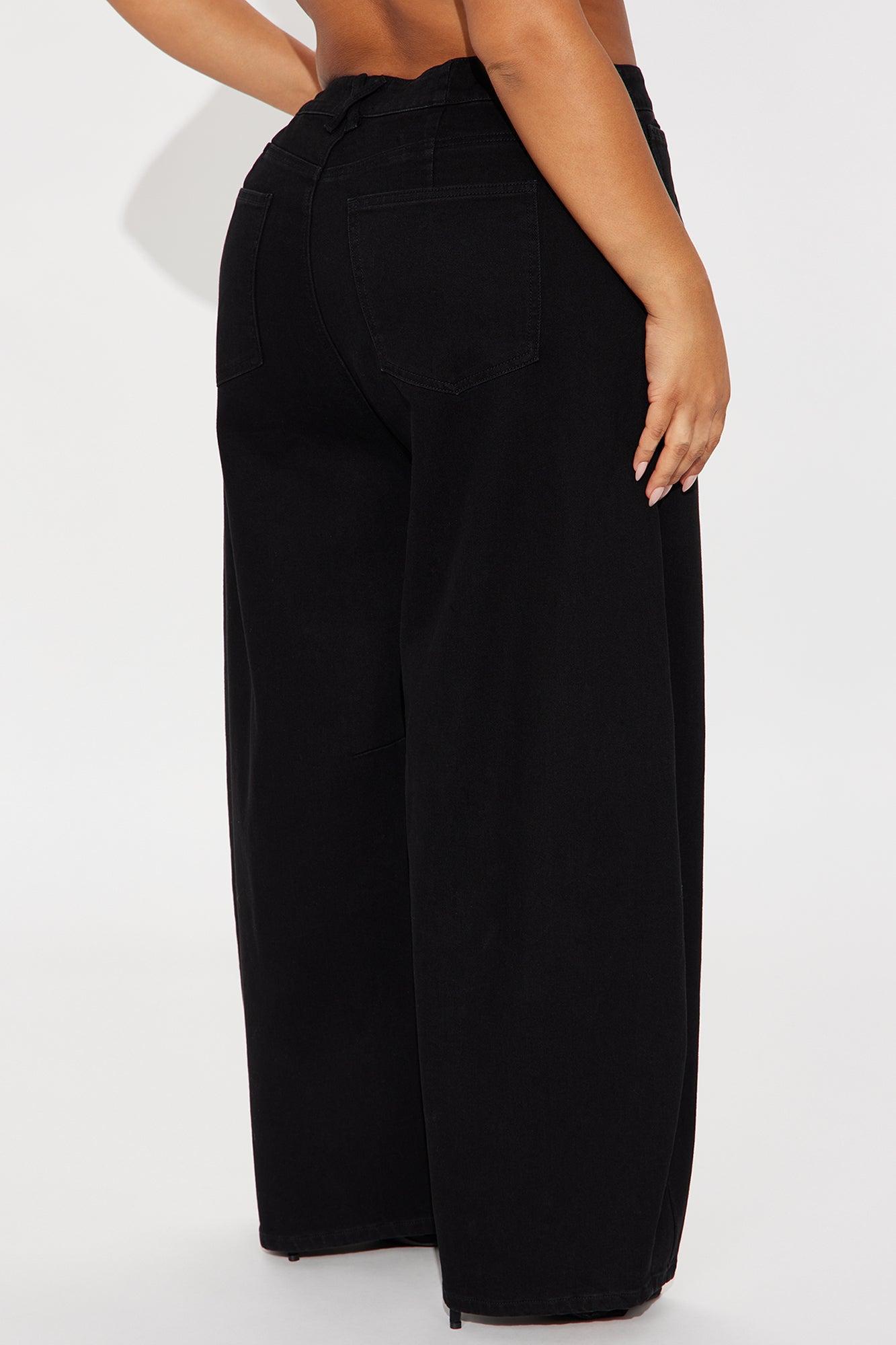 Checked Out Barrel Leg Jeans - Black Product Image