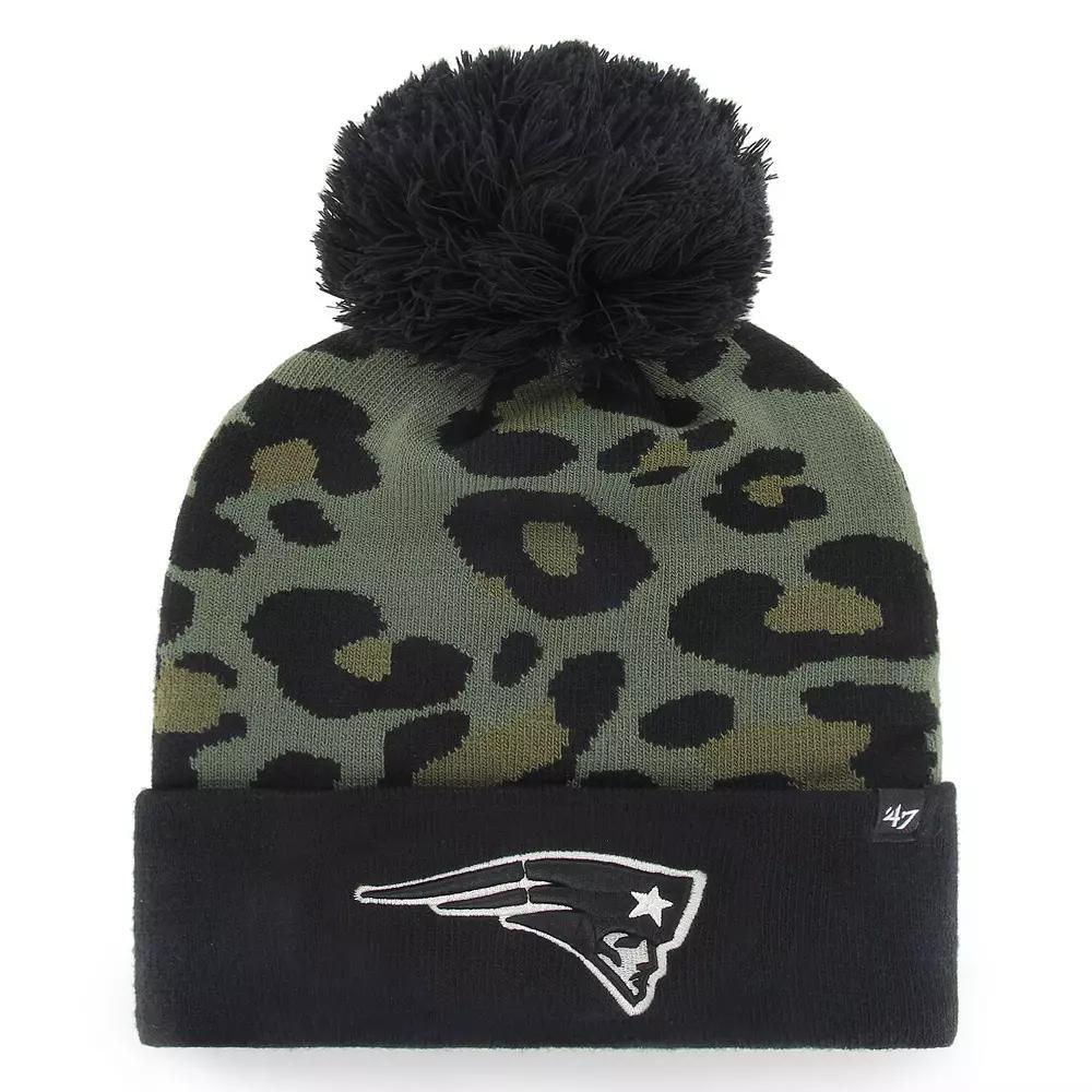 Womens 47 /Black New England Patriots Bagheera Cuffed Knit Hat with Pom Product Image