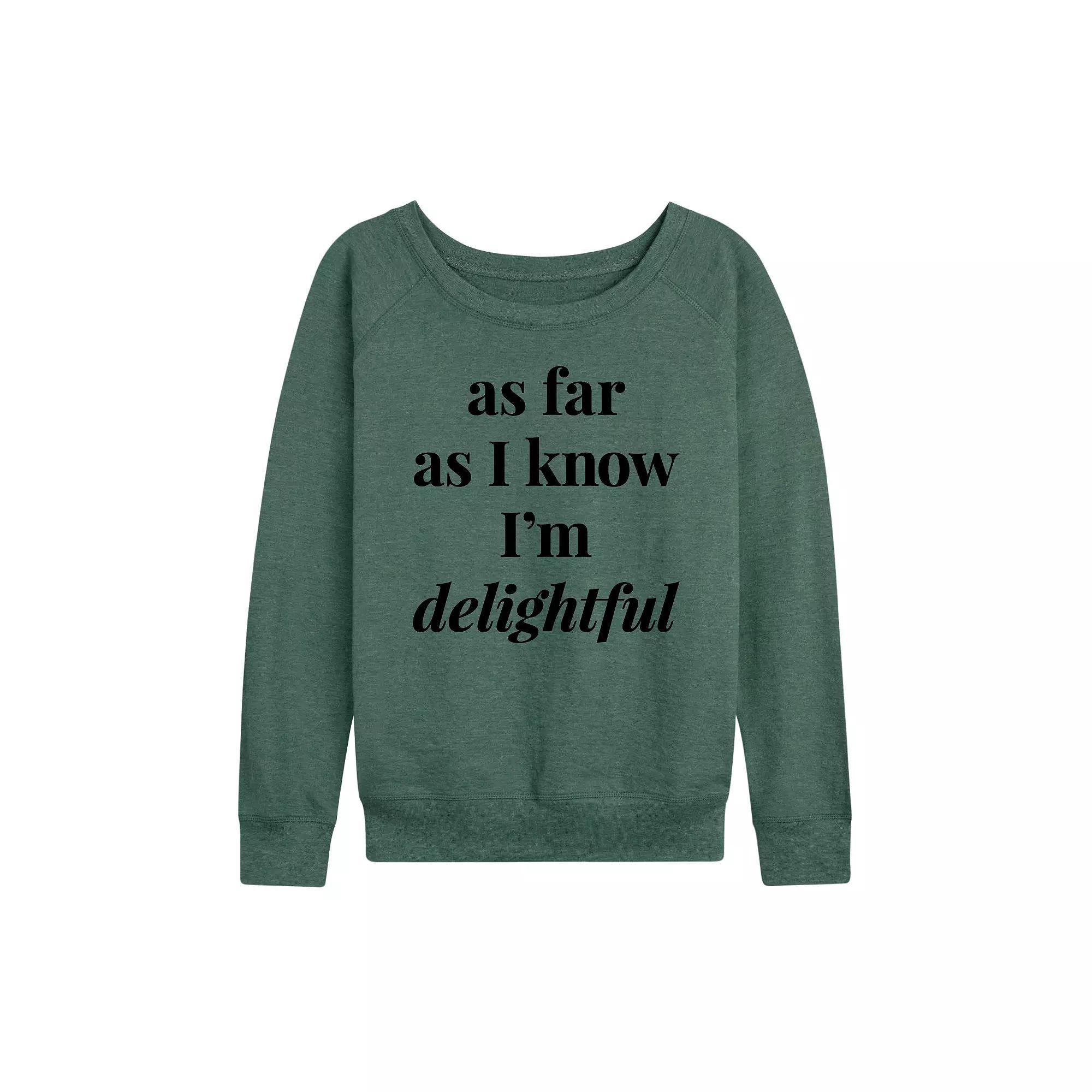 Womens As I Know Im Delightful French Terry Long Sleeve Tee Grey Green Product Image