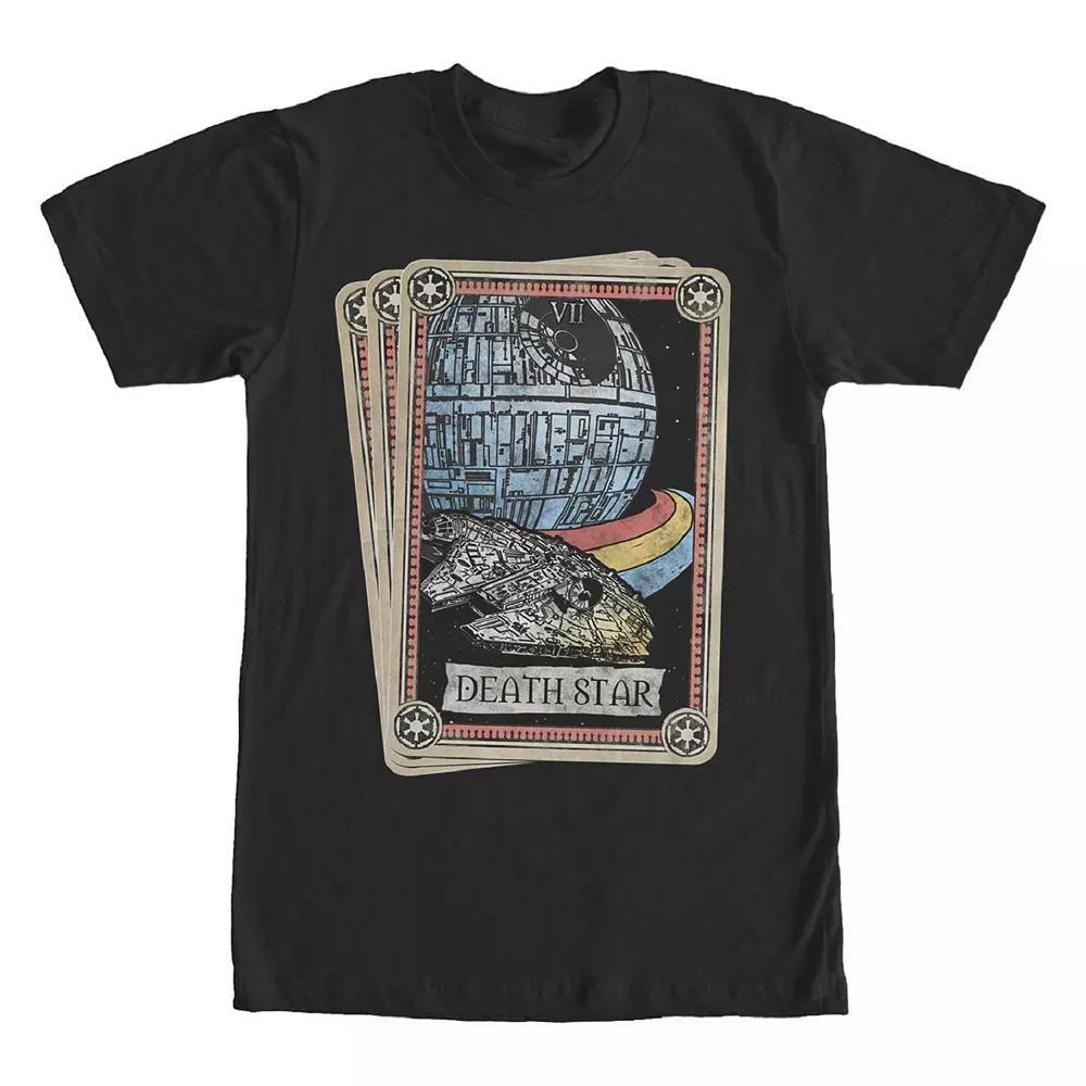 Men's Star Wars Death Star Millennium Falcon Tarot Card Style Tee, Size: XL, Black Product Image