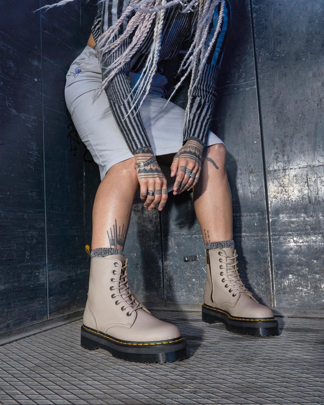 DR. MARTENS' Pisa Leather Ankle Boots In Vintage Taupe Pisa Product Image