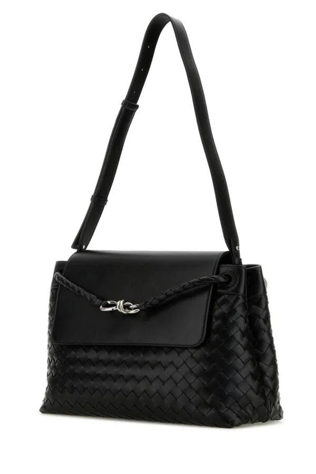 BOTTEGA VENETA Men Black Leather Medium Andiamo Crossbody Bag Product Image