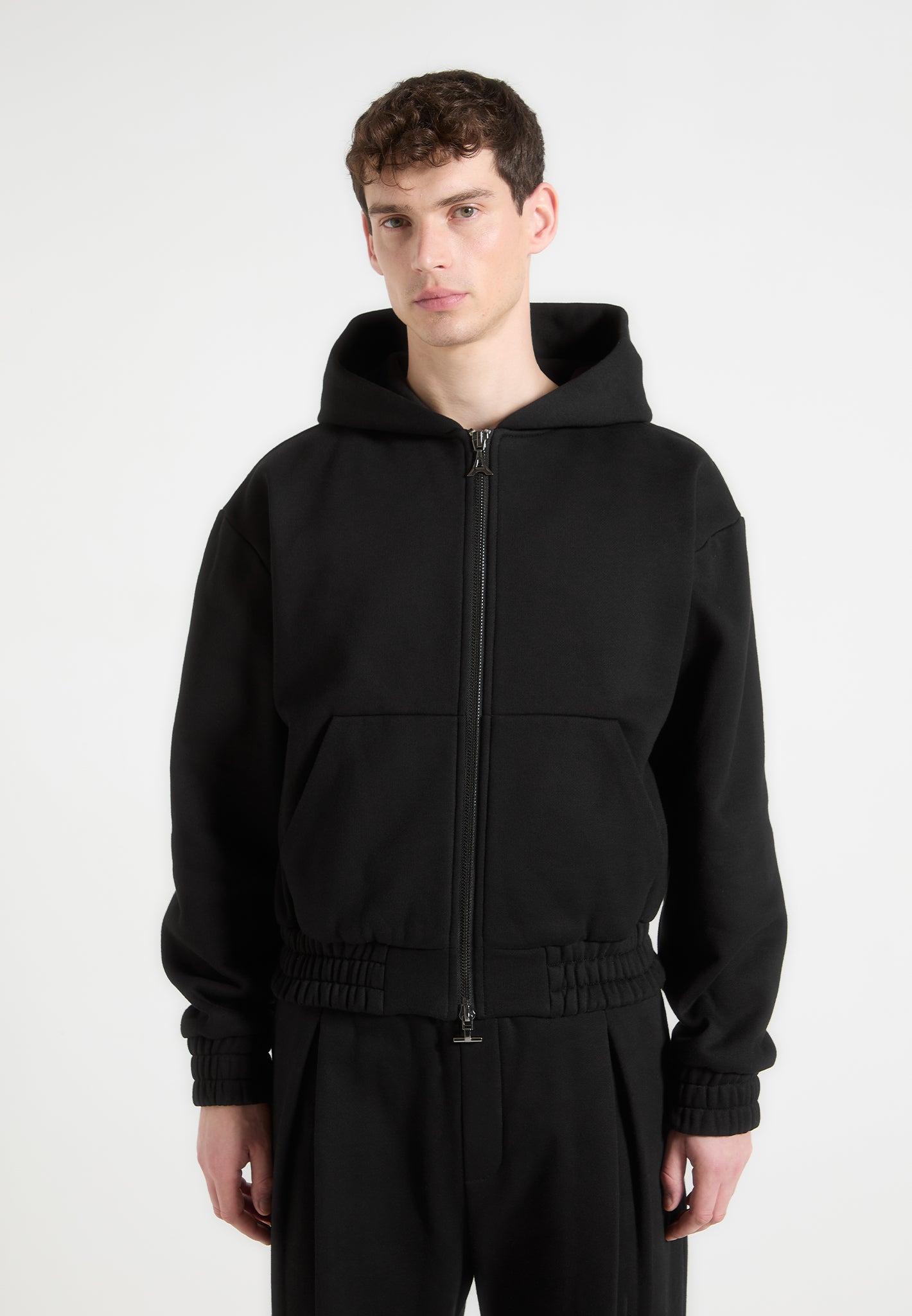 Éternel Cropped Zip Hoodie - Black Male Product Image