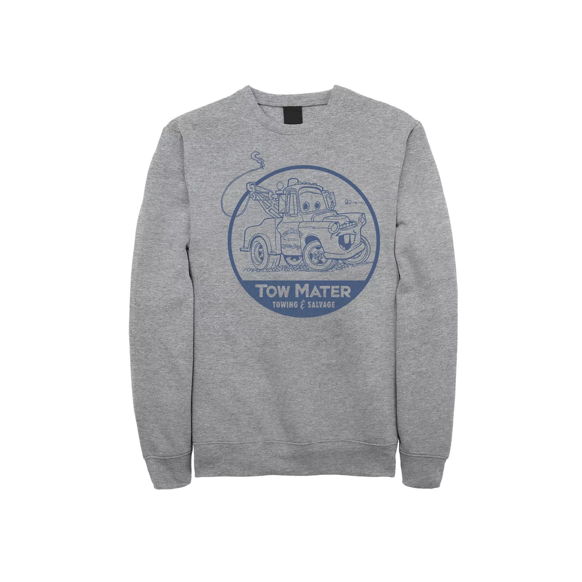 Disney / Pixar's Cars Tow Mater Men's Salvage Badge Sweatshirt, Size: Large, Athletic Grey Product Image
