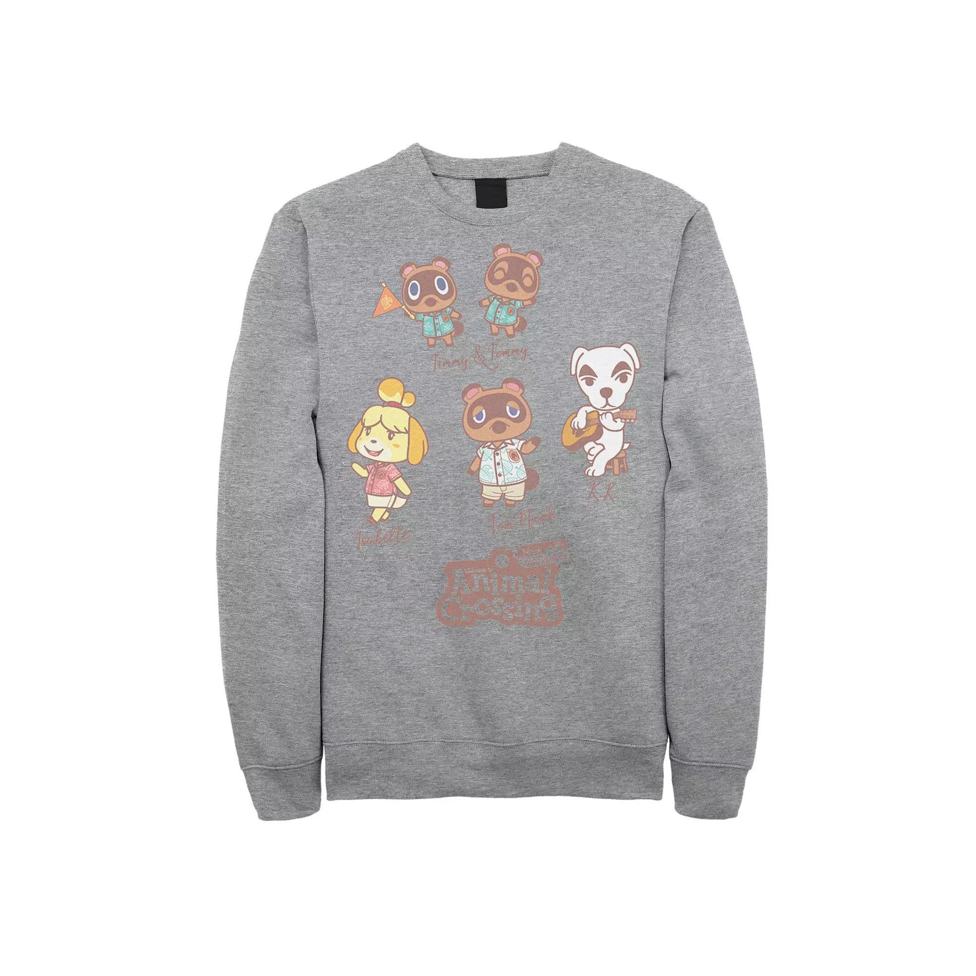 Men's Animal Crossing New Horizons Group Shot Names Fleece, Size: 5XL, Athletic Grey Product Image