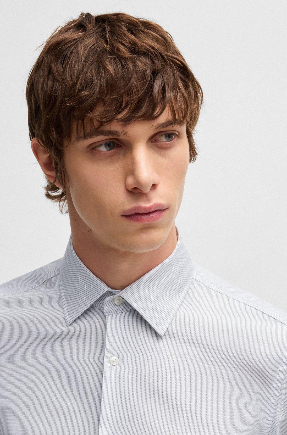 Slim-fit shirt in striped cotton twill Product Image