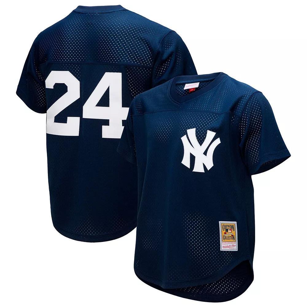 Men's Mitchell & Ness Rickey Henderson Navy New York Yankees Cooperstown Collection Mesh Batting Practice Button-Up Jersey, Size: Large, Blue Product Image