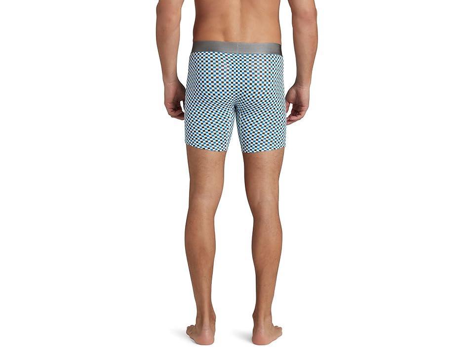 Tommy John Cool Cotton Mid-Length Boxer Brief 6 (Fair Aqua Checkmate) Men's Underwear Product Image