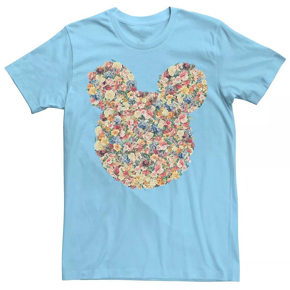 Disney's Mickey And Friends Mickey Mouse Men's Floral Fill Tee, Size: 3XL, Light Blue Product Image