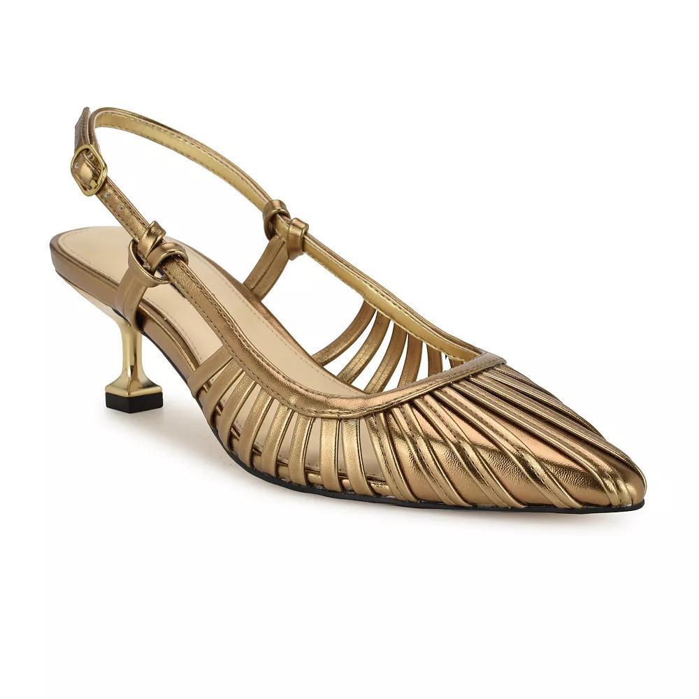 Nine West Women's Whitt Slingback Dress Heels, Size: 9.5, Bronze Product Image