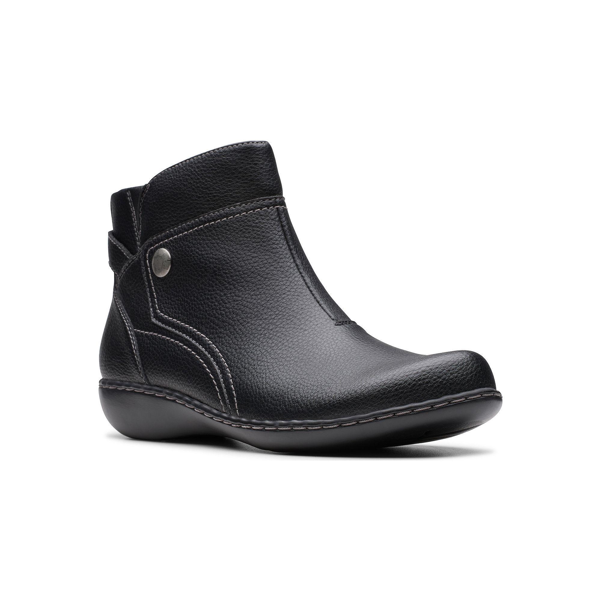 Clarks® Ashland Mabel Women's Leather Ankle Boots, Size: 8.5, Black Tumbled Product Image