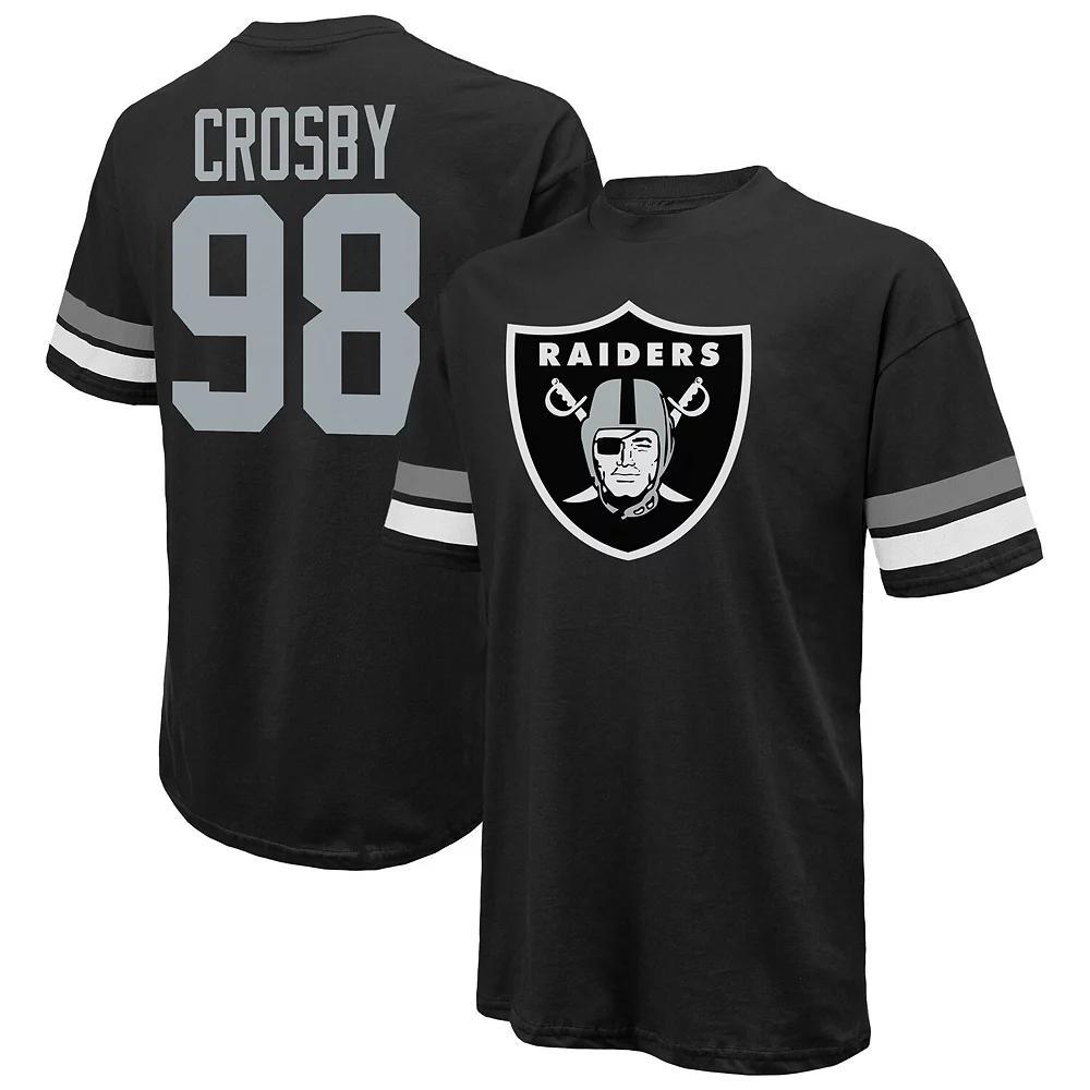 Men's Majestic Threads Maxx Crosby Black Las Vegas Raiders Name & Number Oversize Fit T-Shirt, Size: Medium, Lvr Black Product Image