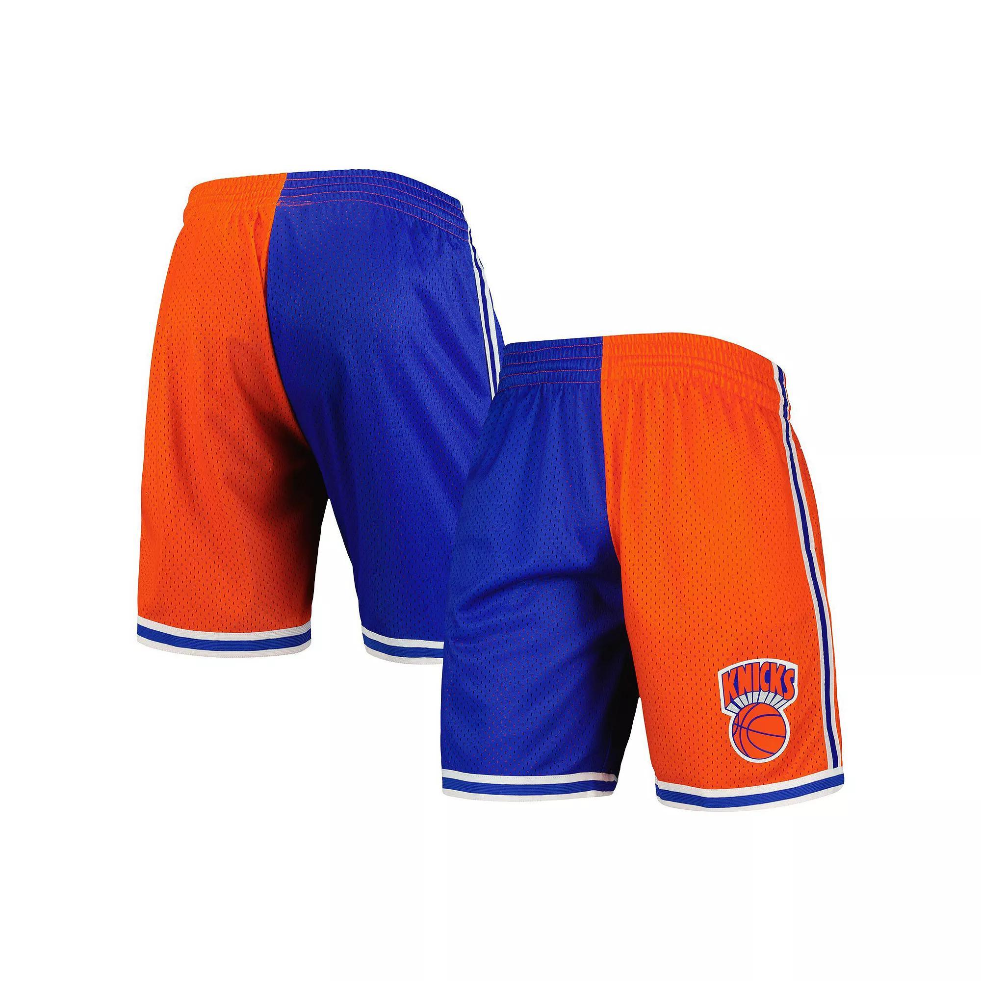 Men's Mitchell & Ness Blue/Orange New York Knicks Hardwood Classics 1991 Split Swingman Shorts, Size: 2XL Product Image