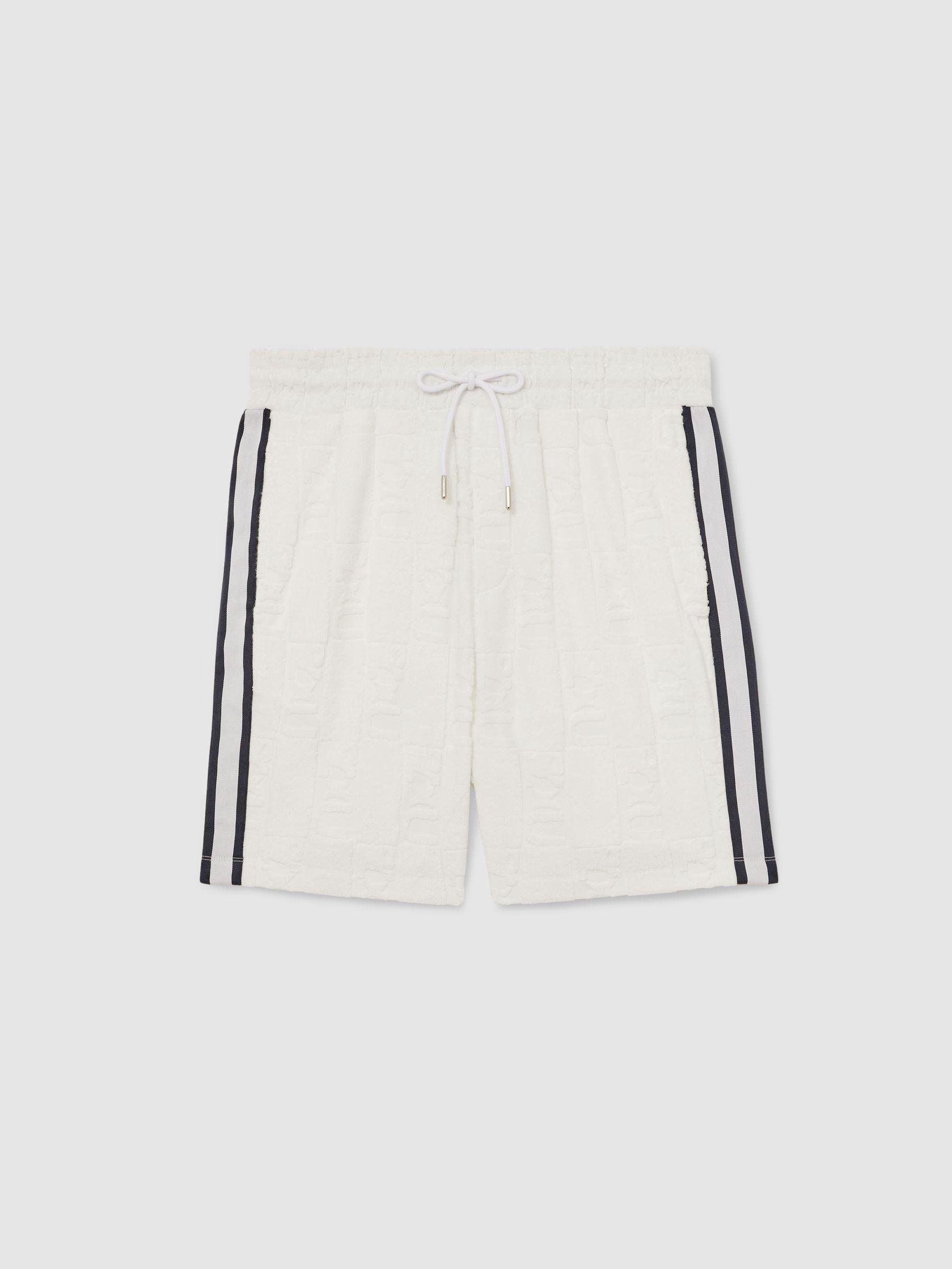 Reiss | Ché Towelling Monogram Shorts in White Product Image