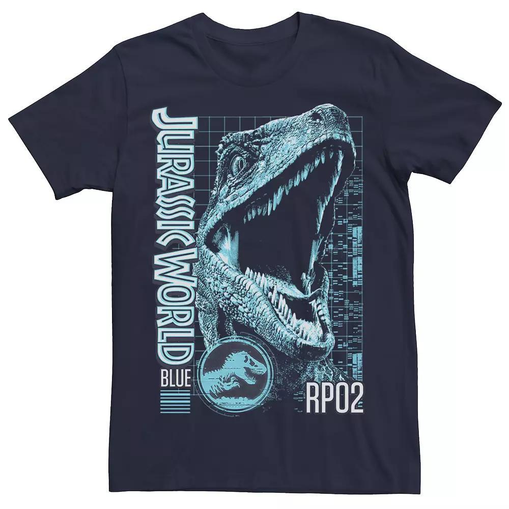 Men's Jurassic World Two Blue Face Tech Schematic Tee, Size: Medium, Grey Product Image
