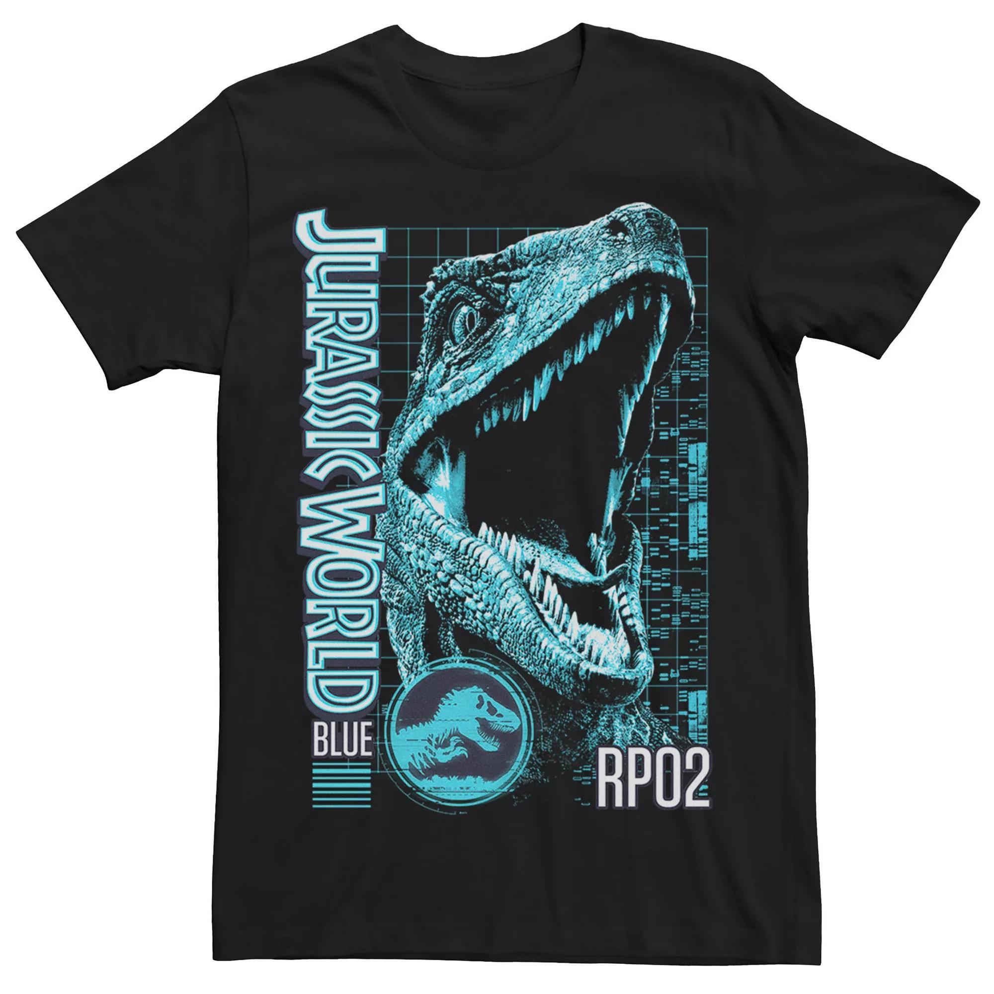 Men's Jurassic World Two Blue Face Tech Schematic Tee, Size: Medium, Grey Product Image