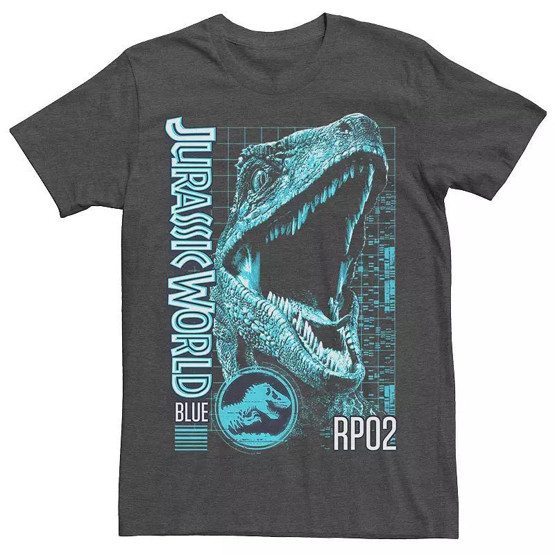 Men's Jurassic World Two Blue Face Tech Schematic Tee, Size: Medium, Grey Product Image