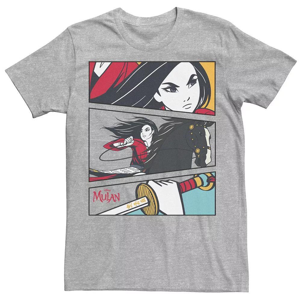 Disney's Mulan Live Action Mulan Comic Action Panels Men's Tee, Size: 3XL, Athletic Grey Product Image