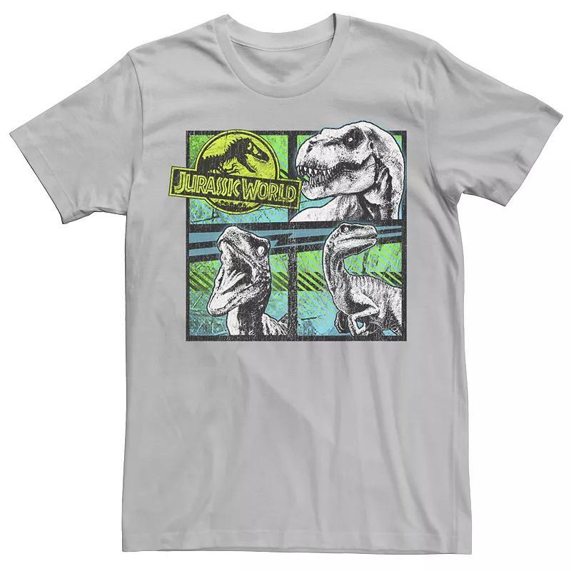 Men's Jurassic World Dinosaurs Group Of 3 Neon Graphic Tee, Size: Medium, Silver Product Image