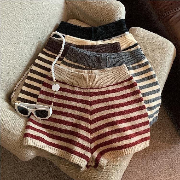 High Waist Striped Shorts Product Image