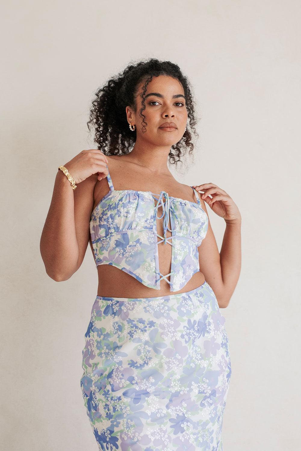 Robyn Corset Top - Juniper Floral Product Image