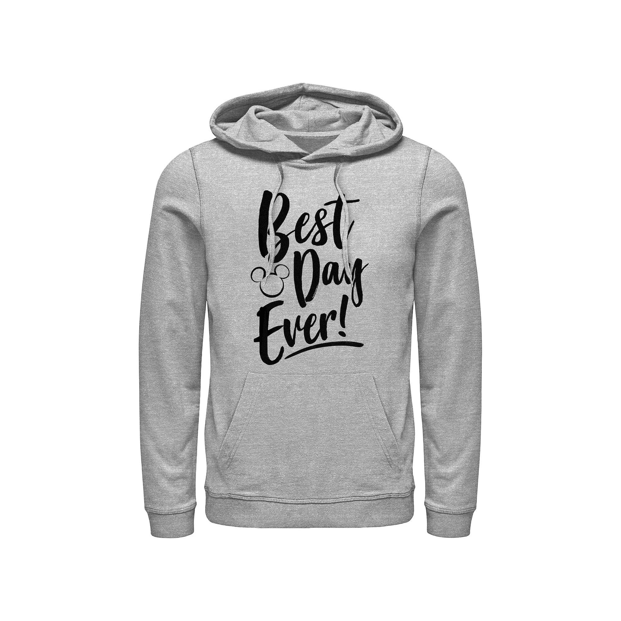 Men's Mickey Mouse Best Day Ever Graphic Hoodie, Size: XL, Athletic Grey Product Image