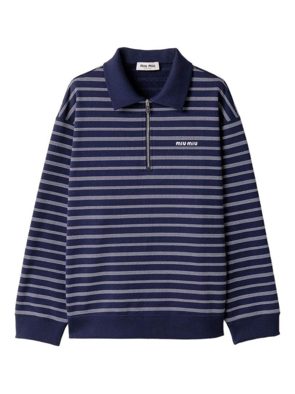 striped half-zip polo shirt Product Image