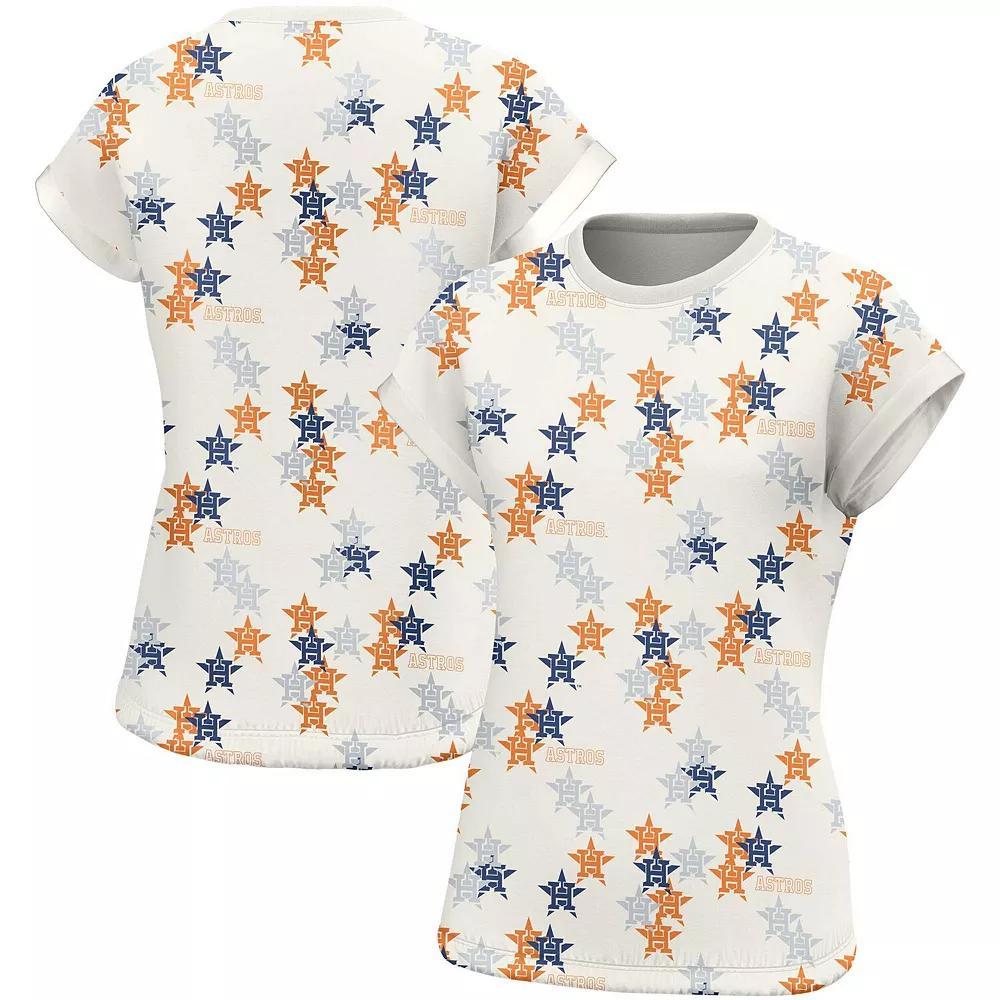 Women's Lusso Style  White Houston Astros Madge Dolman Tri-Blend T-Shirt, Size: Large Product Image